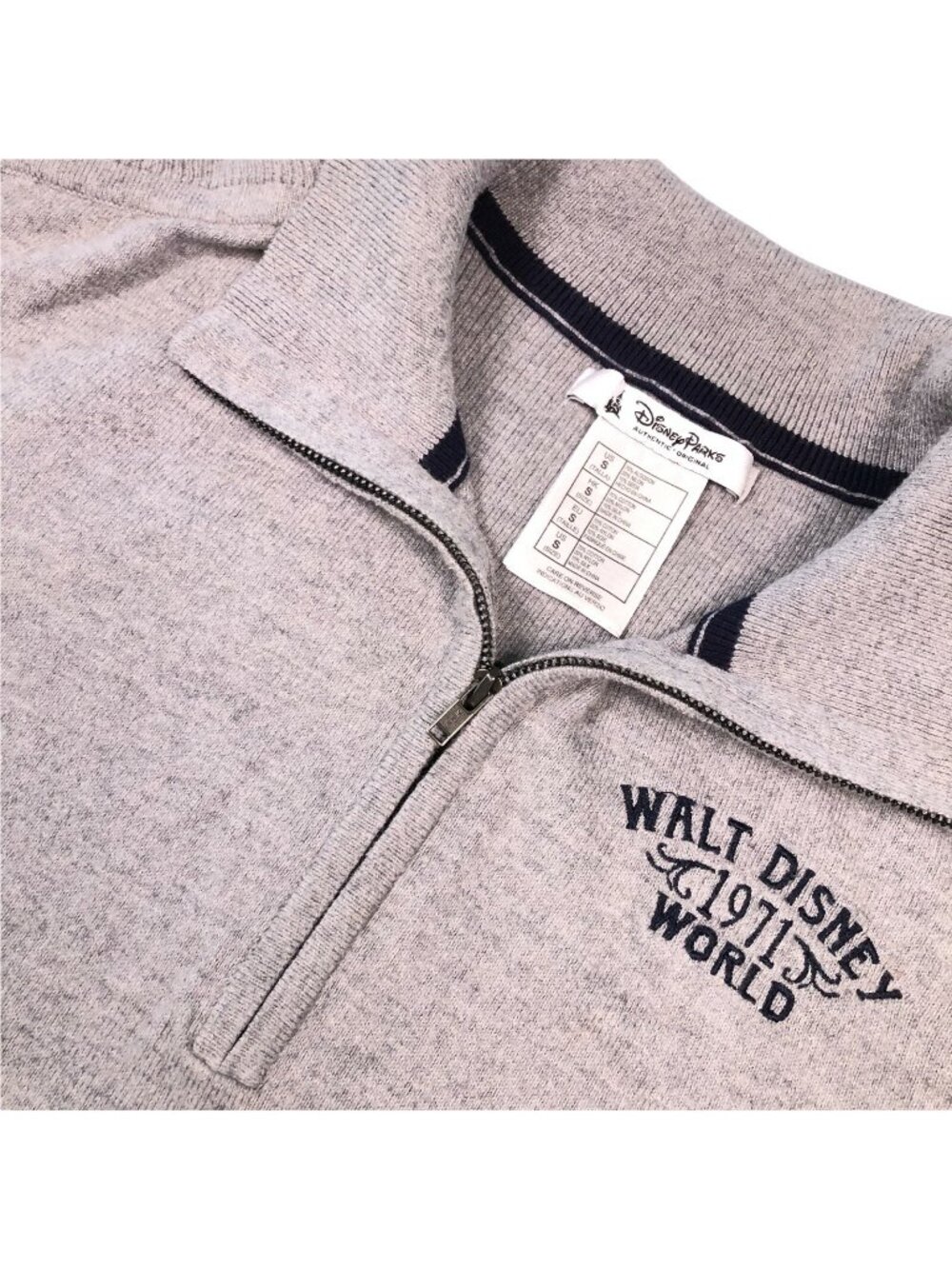 Disney Parks Authentic Walt Disney World 1971 L/S Polo Sweatshirt Gray • Small